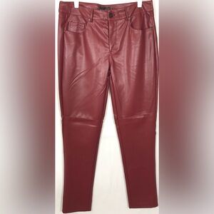 Barabas Burgundy Mens straight leg faux leather pants size 34